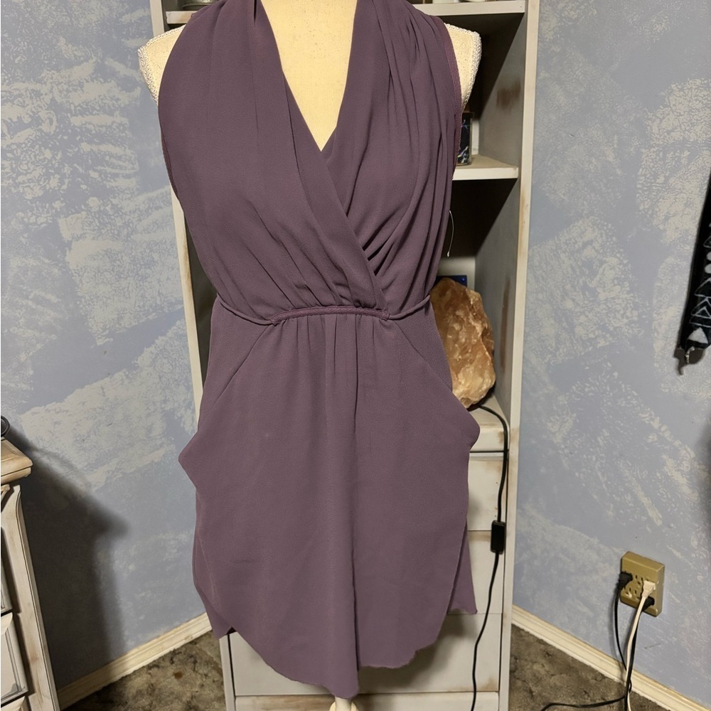 Wilfred purple faux wrap Mini Dress pockets xxs - Picture 4 of 15